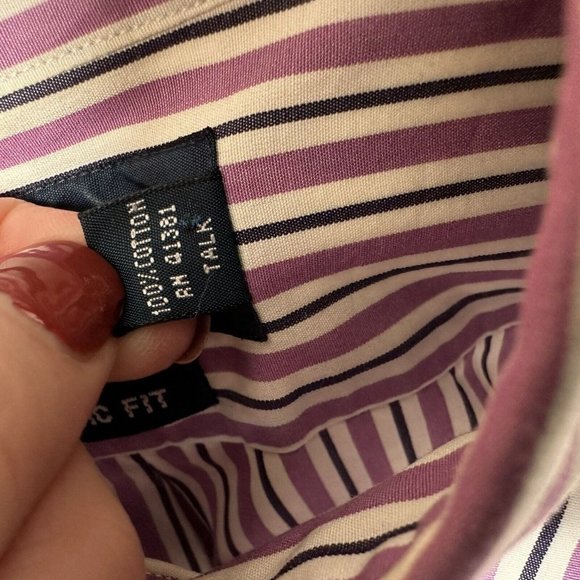 Men’s Ralph Lauren 15 - 32/33 Classic Fit Long Sleeve Shirt Purple Striped - Picture 5 of 6